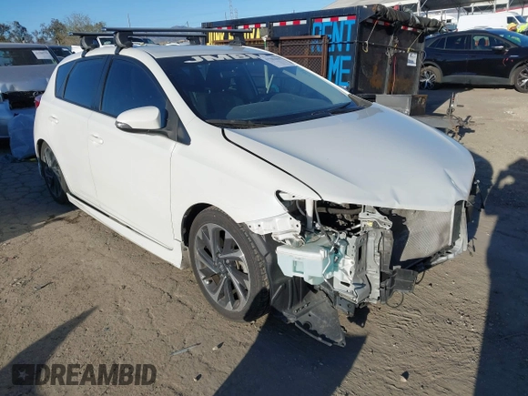 2016 Scion iM with VIN JTNKARJE6GJ500765, listed as a IAAI auction lot 41701644 with 86,608 mi miles. Bid and sale history available at carsss.com. Image 1.