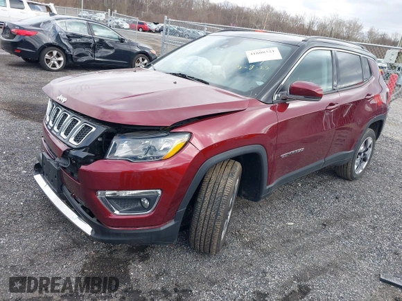 2021 Jeep Compass Limited with VIN 3C4NJDCB3MT601337, listed as a IAAI auction lot 41808321 with 38,209 mi miles and . Bid and sale history available at DreamBid. Image 2.