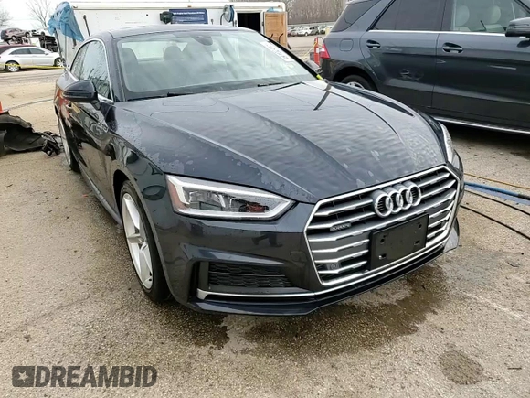 2018 Audi A5 Premium Plus with VIN WAUTNAF51JA091151, listed as a Copart auction lot 49102415 with 50,032 mi miles and Salvage Title. Bid and sale history available at DreamBid. Image 14.