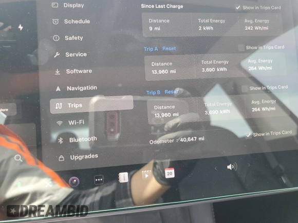 2021 Tesla Model 3 Standard Range Plus with VIN 5YJ3E1EA0MF997191, listed as a Copart auction lot 49659825 with 40,647 mi miles and Salvage Title. Bid and sale history available at DreamBid. Image 9.
