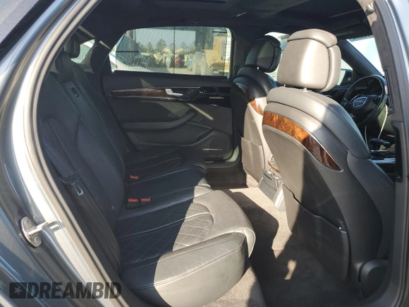 2015 Audi A8 L 4.0T with VIN WAU32AFD4FN041442, listed as a Copart auction lot 43708295 with 132,579 mi miles and Salvage Title. Bid and sale history available at carsss.com. Image 10.