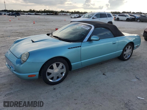 2002 Ford Thunderbird Hardtop Premium z VIN 1FAHP60A22Y123643, wystawiony jako Copart lot #73840684 z przebiegiem 47 589 mil mil oraz Szkoda całkowita • Salvage title. Historia ofert i sprzedaży dostępna na DreamBid. Obrazek 1.