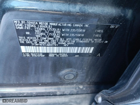 2018 Toyota RAV4 XLE with VIN 2T3RFREV2JW697781, listed as a Copart auction lot 50700515 with 101,198 mi miles and Salvage Title. Bid and sale history available at carsss.com. Image 13.