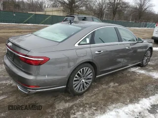 2020 Audi A8 L with VIN WAU8DAF84LN009010, listed as a Copart auction lot 87681185 with 24,874 mi miles and Salvage Title. Bid and sale history available at carsss.com. Image 3.