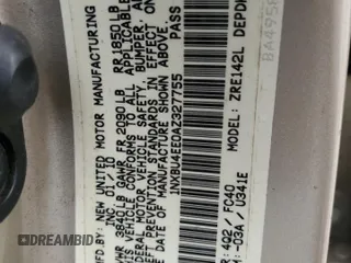 2010 Toyota Corolla with VIN 1NXBU4EE0AZ327755, listed as a Copart auction lot 44356825 with 0 mi miles and Salvage Title. Bid and sale history available at carsss.com. Image 13.