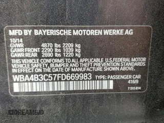 2015 BMW 4 Series 435i xDrive z VIN WBA4B3C57FD669983, wystawiony jako Copart lot #57360823 z przebiegiem 56 215 mil mil oraz . Historia ofert i sprzedaży dostępna na DreamBid. Obrazek 14.
