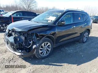 2015 Nissan Rogue SV with VIN 5N1AT2MV0FC816979, listed as a IAAI auction lot 41787430 with 156,911 mi miles and . Bid and sale history available at carsss.com. Image 2.