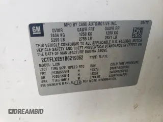 2011 GMC Terrain SLT-2 with VIN 2CTFLXE51B6219062, listed as a Copart auction lot 60278565 with 228,786 mi miles and Clean title. Bid and sale history available at DreamBid. Image 13.