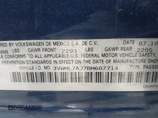 2011 Volkswagen Jetta TDI with VIN 3VWML7AJ7BM607714, listed as a IAAI auction lot 42047094 with 202,459 mi miles and . Bid and sale history available at DreamBid. Image 9.