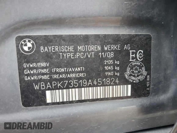 2009 BMW 3 Series 328i xDrive z VIN WBAPK73519A451824, wystawiony jako Copart lot #56158885 z przebiegiem 241 849 mil mil oraz Czysty tytuł • Clean title. Historia ofert i sprzedaży dostępna na DreamBid. Obrazek 12.