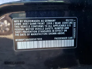 2013 Volkswagen CC Sport z VIN WVWBP7AN3DE557999, wystawiony jako Copart lot #81366564 z przebiegiem 67 923 mil mil oraz Szkoda całkowita • Salvage title. Historia ofert i sprzedaży dostępna na DreamBid. Obrazek 12.