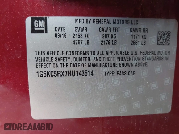 2017 Cadillac CT6 Luxury RWD with VIN 1G6KC5RX7HU143614, listed as a IAAI auction lot 42466576 with 150,651 mi miles and . Bid and sale history available at DreamBid. Image 9.