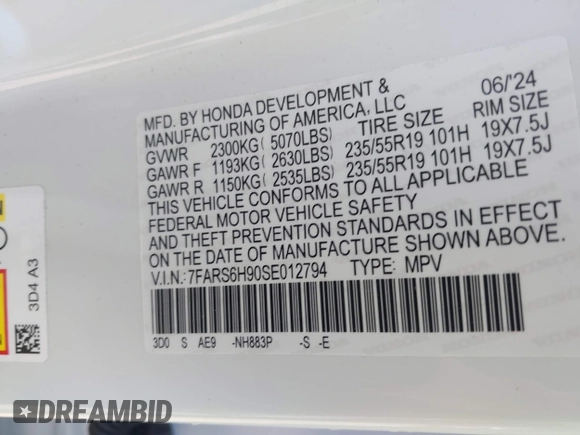 2025 Honda CR-V Sport Touring with VIN 7FARS6H90SE012794, listed as a IAAI auction lot 42007143 with 10,118 mi miles and . Bid and sale history available at DreamBid. Image 9.