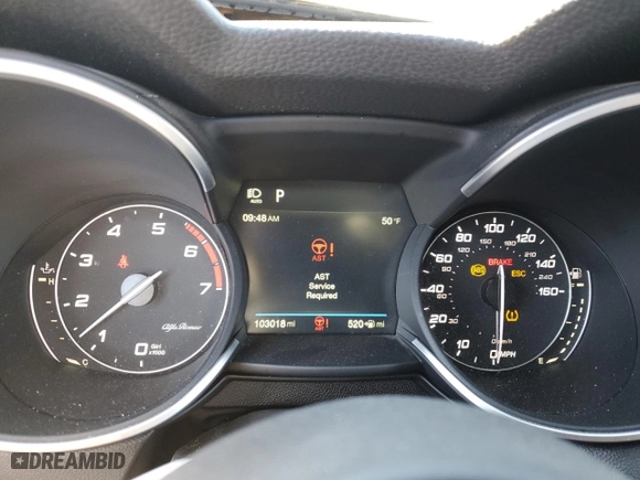 2018 Alfa Romeo Stelvio Ti Sport with VIN ZASFAKNN3J7C19932, listed as a Copart auction lot 49765385 with 103,018 mi miles and Salvage Title. Bid and sale history available at carsss.com. Image 9.