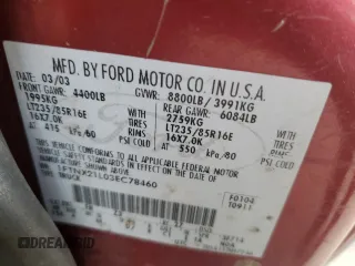 2003 Ford Super Duty F-250 XL with VIN 1FTNX21L03EC78460, listed as a Copart auction lot 79687784 with Not Provided miles and Salvage Title. Bid and sale history available at carsss.com. Image 12.