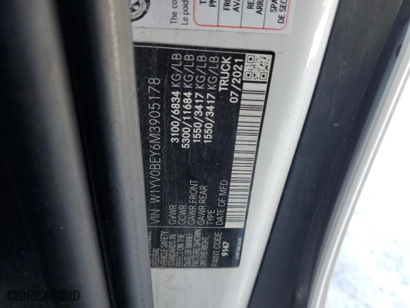 2021 Mercedes-Benz Metris Cargo Van with VIN W1YV0BEY6M3905178, listed as a Copart auction lot 88217365 with 51,611 mi miles and Salvage Title. Bid and sale history available at carsss.com. Image 13.