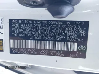 2017 Toyota Prius Plus z VIN JTDKARFP5H3052149, wystawiony jako IAAI lot #41803408 z przebiegiem Nie podano mil oraz . Historia ofert i sprzedaży dostępna na DreamBid. Obrazek 9.