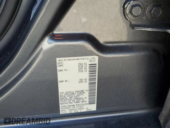 2021 Nissan Altima 2.5 SV with VIN 1N4BL4DVXMN397020, listed as a Copart auction lot 43274435 with 137,923 mi miles and Salvage Title. Bid and sale history available at carsss.com. Image 12.