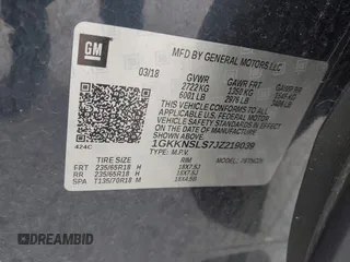 2018 GMC Acadia SLE z VIN 1GKKNSLS7JZ219039, wystawiony jako IAAI lot #42337194 z przebiegiem 136 297 mil mil oraz . Historia ofert i sprzedaży dostępna na DreamBid. Obrazek 9.