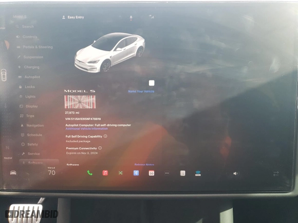 2022 Tesla Model S Plaid with VIN 5YJSA1E65NF478819, listed as a Copart auction lot 78212994 with 27,973 mi miles and Salvage Title. Bid and sale history available at carsss.com. Image 9.