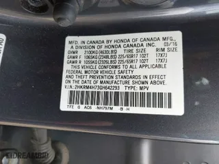 2016 Honda CR-V EX-L with VIN 2HKRM4H73GH642293, listed as a IAAI auction lot 41721368 with 78,495 mi miles. Bid and sale history available at carsss.com. Image 9.