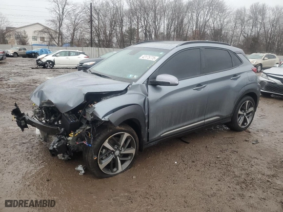 2021 Hyundai Kona Limited with VIN KM8K3CA58MU690358, listed as a Copart auction lot 42175775 with 0 mi miles and Salvage Title. Bid and sale history available at carsss.com. Image 1.