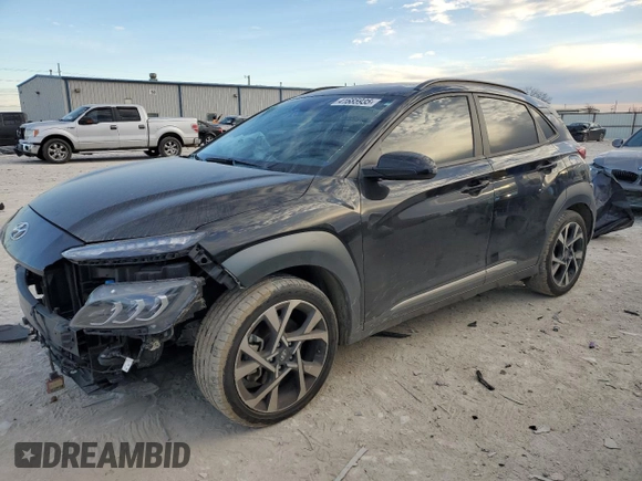2023 Hyundai Kona Limited with VIN KM8K53A33PU971657, listed as a Copart auction lot 41685935 with 29,859 mi miles and Salvage Title. Bid and sale history available at carsss.com. Image 1.