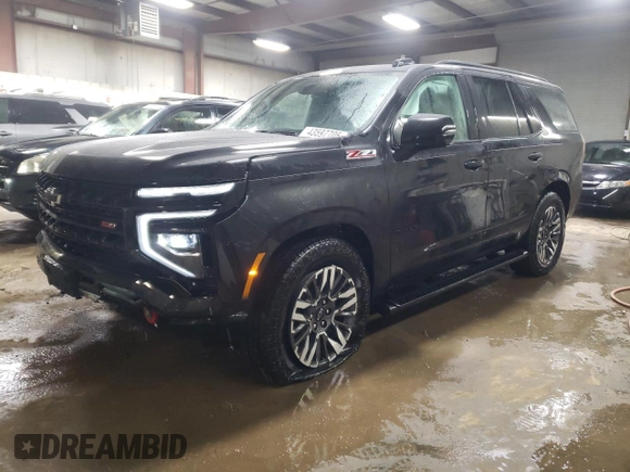 2025 Chevrolet Tahoe Z71 with VIN 1GNS6PRD8SR137179, listed as a Copart auction lot 43597705 with 1,020 mi miles and Salvage title. Bid and sale history available at DreamBid. Image 1.