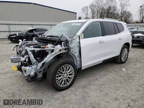 2024 GMC Acadia FWD Denali z VIN 1GKENLKS7RJ157477, wystawiony jako Copart lot #41846725 z przebiegiem Nie podano mil oraz Szkoda całkowita • Salvage title. Historia ofert i sprzedaży dostępna na DreamBid. Obrazek 1.