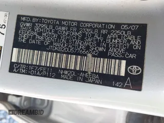 2007 Toyota Prius z VIN JTDKB20U577666242, wystawiony jako IAAI lot #42337902 z przebiegiem 212 233 mil mil oraz . Historia ofert i sprzedaży dostępna na DreamBid. Obrazek 9.