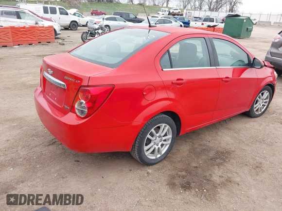 2012 Chevrolet Sonic LT with VIN 1G1JC5SH7C4133484, listed as a IAAI auction lot 42076809 with 100,506 mi miles and . Bid and sale history available at DreamBid. Image 4.