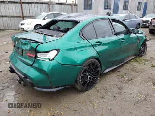 2023 BMW M3 with VIN WBS53AY06PFP08079, listed as a Copart auction lot 48228285 with 9,869 mi miles and Salvage title. Bid and sale history available at DreamBid. Image 3.
