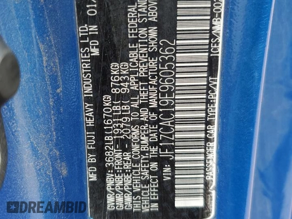 2014 Subaru BRZ Limited with VIN JF1ZCAC19E9605362, listed as a Copart auction lot 47124845 with 88,211 mi miles and Salvage Title. Bid and sale history available at carsss.com. Image 12.