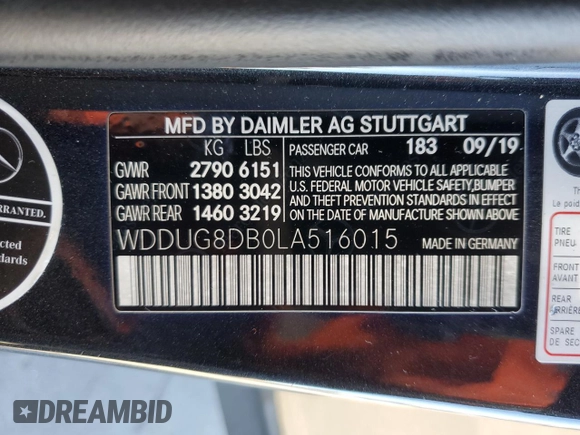 2020 Mercedes-Benz S-Class S 560 with VIN WDDUG8DB0LA516015, listed as a Copart auction lot 79320884 with 104,844 mi miles and Salvage Title. Bid and sale history available at carsss.com. Image 15.
