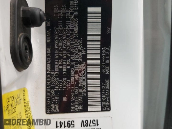 2012 Toyota Sienna LE AAS with VIN 5TDKK3DC3CS253694, listed as a Copart auction lot 62233245 with 252,678 mi miles and Clean title. Bid and sale history available at DreamBid. Image 14.