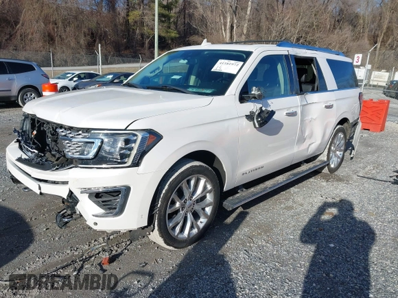 2019 Ford Expedition Max Platinum with VIN 1FMJK1MTXKEA53377, listed as a IAAI auction lot 41581972 with 68,022 mi miles and . Bid and sale history available at DreamBid. Image 2.