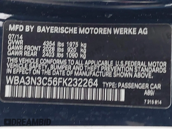 2015 BMW 4 Series 428i с VIN WBA3N3C56FK232264, выставлен на аукционе IAAI как лот 42411099 с пробегом 102 686 миль миль и . История ставок и продаж доступна на DreamBid. Изображение 9.