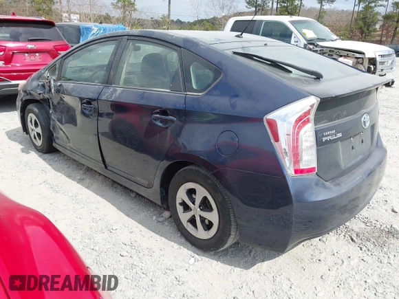 2013 Toyota Prius One with VIN JTDKN3DU8D1717206, listed as a IAAI auction lot 41723313 with 124,111 mi miles. Bid and sale history available at carsss.com. Image 3.