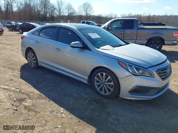 2016 Hyundai Sonata 2.4L Sport with VIN 5NPE34AF8GH265222, listed as a IAAI auction lot 41698098 with 114,805 mi miles. Bid and sale history available at carsss.com. Image 1.