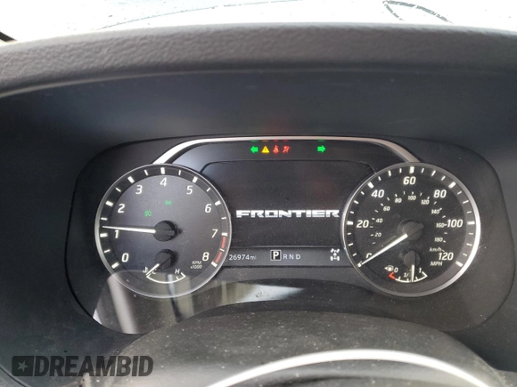 2023 Nissan Frontier SV with VIN 1N6ED1FK4PN631238, listed as a Copart auction lot 43640525 with 26,974 mi miles and Salvage title. Bid and sale history available at DreamBid. Image 9.