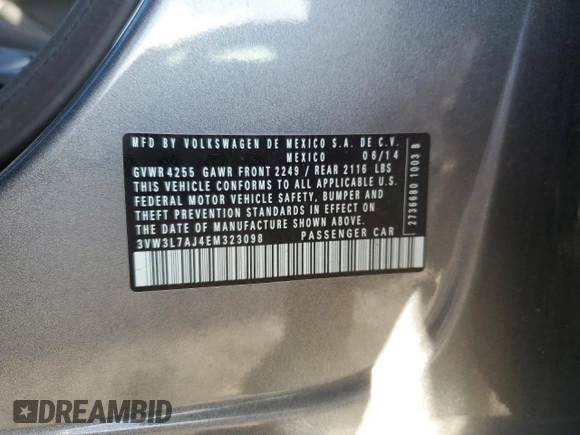 2014 Volkswagen Jetta TDI w/Premium with VIN 3VW3L7AJ4EM323098, listed as a Copart auction lot 81103934 with 96,205 mi miles and Salvage title. Bid and sale history available at DreamBid. Image 12.