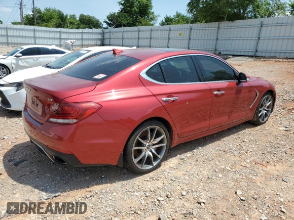 2021 Genesis G70 3.3T with VIN KMTG74LE2MU074173, listed as a Copart auction lot 58236675 with 65,665 mi miles and Salvage title. Bid and sale history available at DreamBid. Image 3.
