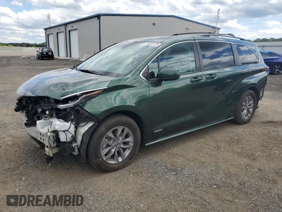 2021 Toyota Sienna LE with VIN 5TDBSKFC4MS027897, listed as a Copart auction lot 56052375 with 66,604 mi miles and Salvage title. Bid and sale history available at DreamBid. Image 1.