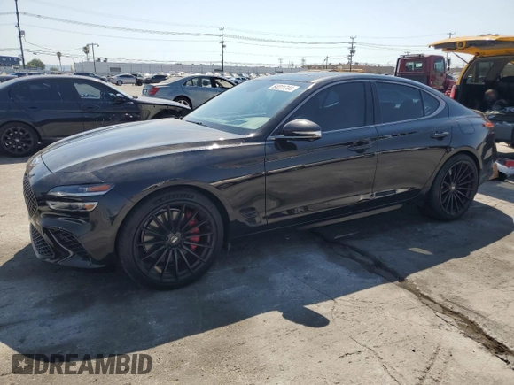 2022 Genesis G70 3.3T with VIN KMTG54TE2NU095029, listed as a Copart auction lot 64011744 with 58,207 mi miles and Salvage Title. Bid and sale history available at carsss.com. Image 1.