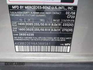 2008 Mercedes-Benz M 320 CDI with VIN 4JGBB22E98A388581, listed as a IAAI auction lot 41986595 with 142,857 mi miles and . Bid and sale history available at DreamBid. Image 9.