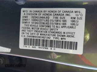 2014 Honda CR-V LX with VIN 2HKRM4H3XEH621242, listed as a IAAI auction lot 41734669 with 127,664 mi miles. Bid and sale history available at carsss.com. Image 9.