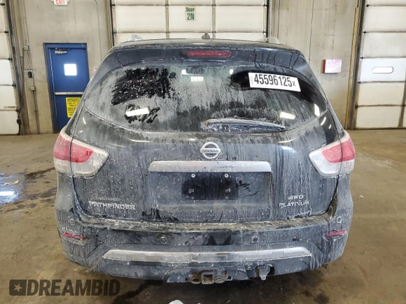 2015 Nissan Pathfinder SV with VIN 5N1AR2MMXFC681953, listed as a Copart auction lot 45596125 with 107,685 mi miles and Salvage title. Bid and sale history available at DreamBid. Image 6.