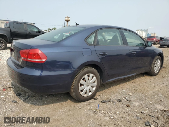 2013 Volkswagen Passat S with VIN 1VWAP7A31DC078273, listed as a Copart auction lot 55610515 with Not provided miles and Salvage title. Bid and sale history available at DreamBid. Image 3.