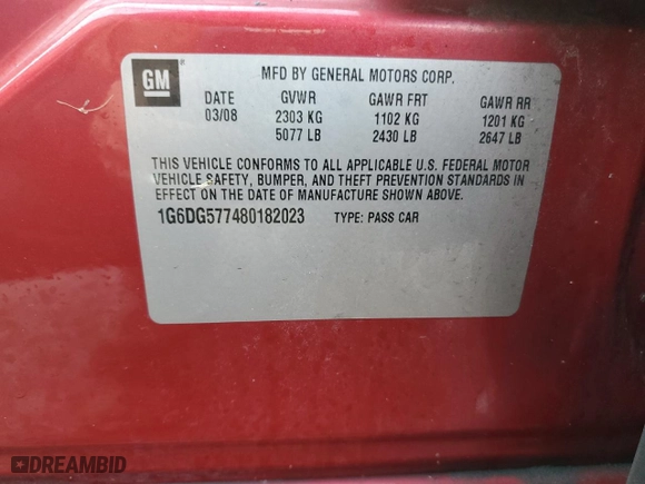 2008 Cadillac CTS AWD w/1SA with VIN 1G6DG577480182023, listed as a Copart auction lot 86609504 with 193,970 mi miles and Salvage Title. Bid and sale history available at carsss.com. Image 14.
