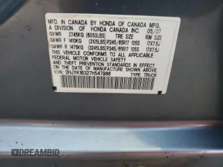 2007 Honda Ridgeline RTX with VIN 2HJYK16327H547986, listed as a Copart auction lot 76368824 with 0 mi miles and Salvage Title. Bid and sale history available at carsss.com. Image 13.